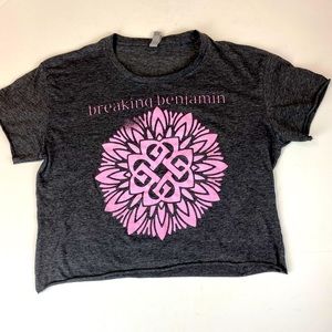Breaking Benjamin Gray Pink Mandela Crop Tee Shirt